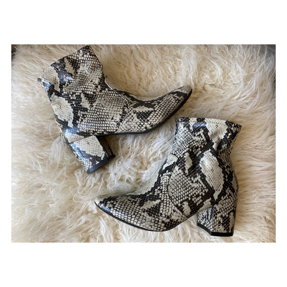 Faux Snakeskin ankle boots
